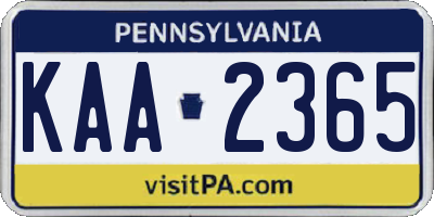 PA license plate KAA2365