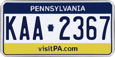 PA license plate KAA2367