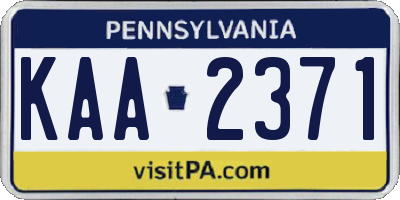 PA license plate KAA2371