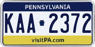 PA license plate KAA2372