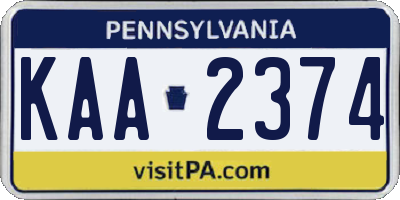 PA license plate KAA2374