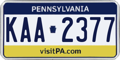PA license plate KAA2377