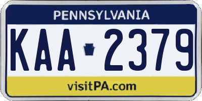 PA license plate KAA2379