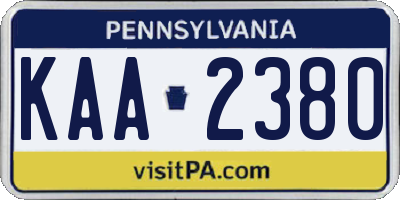 PA license plate KAA2380