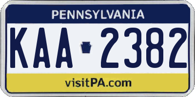 PA license plate KAA2382