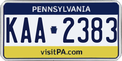 PA license plate KAA2383