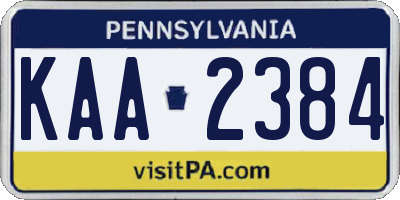 PA license plate KAA2384