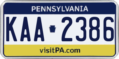 PA license plate KAA2386