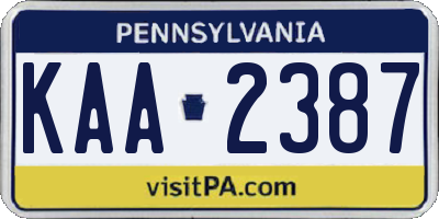 PA license plate KAA2387