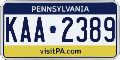 PA license plate KAA2389