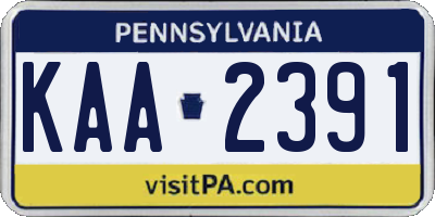 PA license plate KAA2391