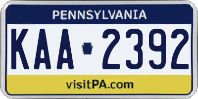 PA license plate KAA2392