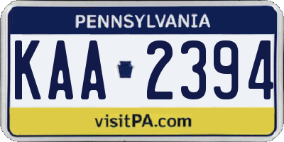 PA license plate KAA2394