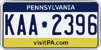 PA license plate KAA2396