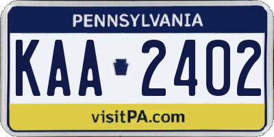 PA license plate KAA2402