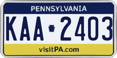 PA license plate KAA2403