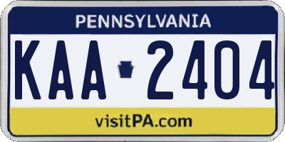 PA license plate KAA2404