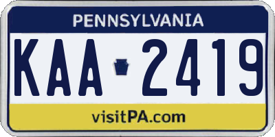 PA license plate KAA2419