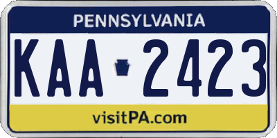 PA license plate KAA2423
