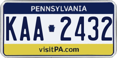 PA license plate KAA2432