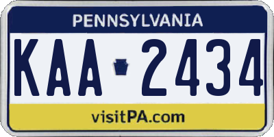 PA license plate KAA2434