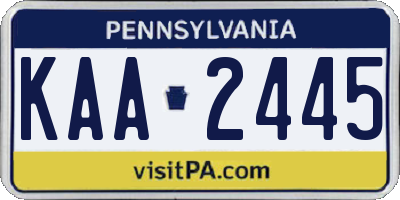 PA license plate KAA2445