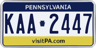 PA license plate KAA2447