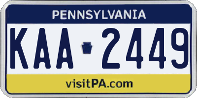 PA license plate KAA2449
