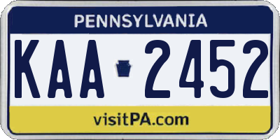 PA license plate KAA2452