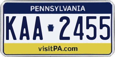 PA license plate KAA2455