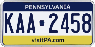 PA license plate KAA2458