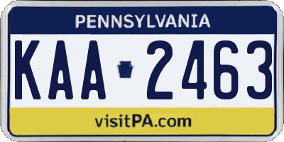 PA license plate KAA2463