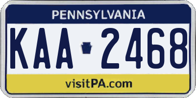 PA license plate KAA2468