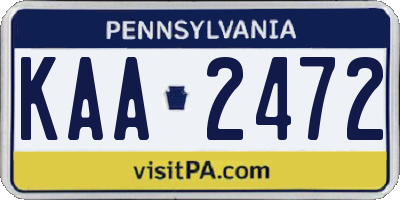PA license plate KAA2472