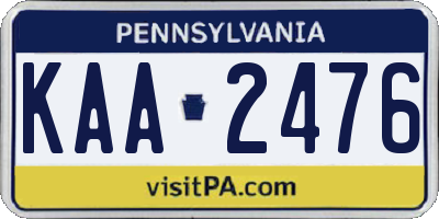 PA license plate KAA2476