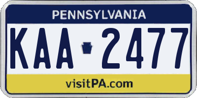 PA license plate KAA2477