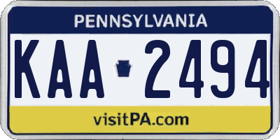 PA license plate KAA2494