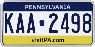 PA license plate KAA2498