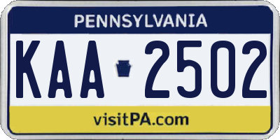 PA license plate KAA2502