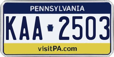 PA license plate KAA2503
