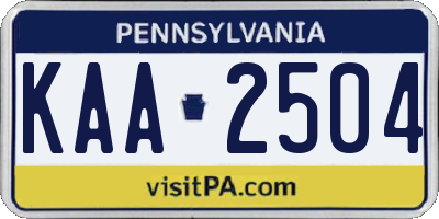 PA license plate KAA2504