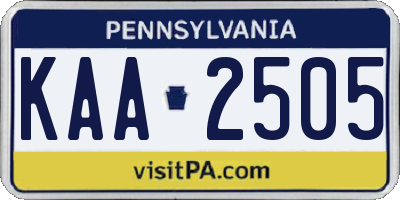 PA license plate KAA2505