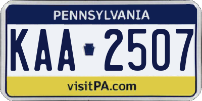 PA license plate KAA2507
