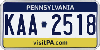 PA license plate KAA2518