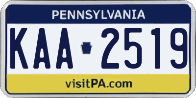 PA license plate KAA2519