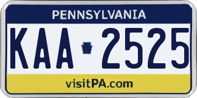 PA license plate KAA2525