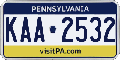 PA license plate KAA2532