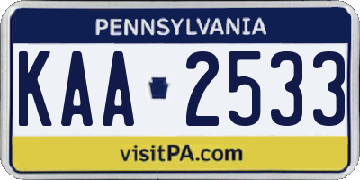PA license plate KAA2533