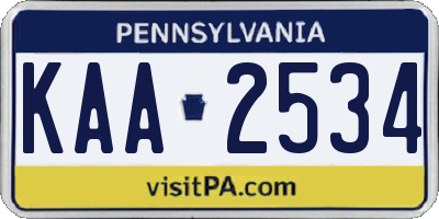 PA license plate KAA2534