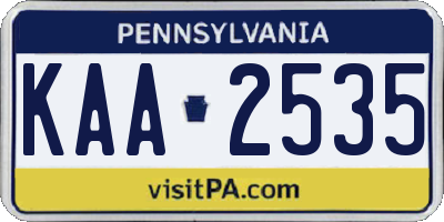 PA license plate KAA2535
